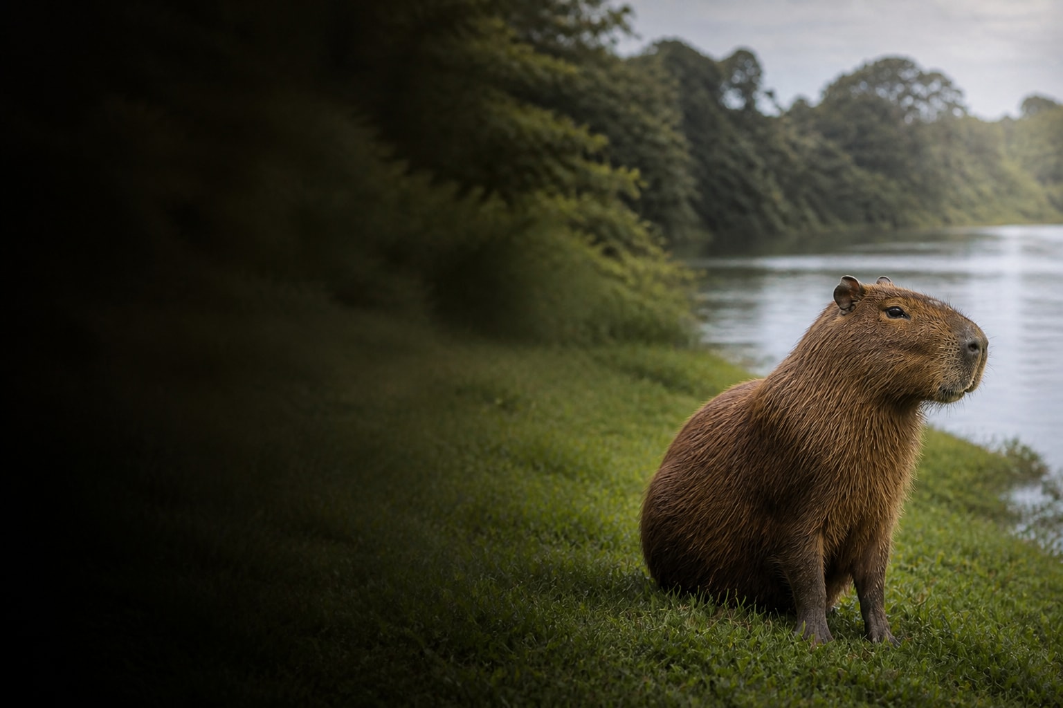 Capybara (Hydrochoerus hydrochaeris) in the wild — Catch'Um species field guide