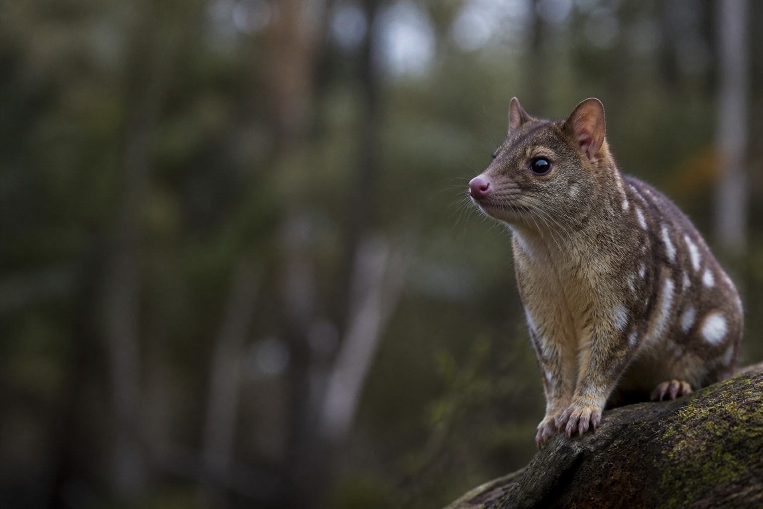 Eastern Quoll (Dasyurus viverrinus) in the wild — Catch'Um species field guide