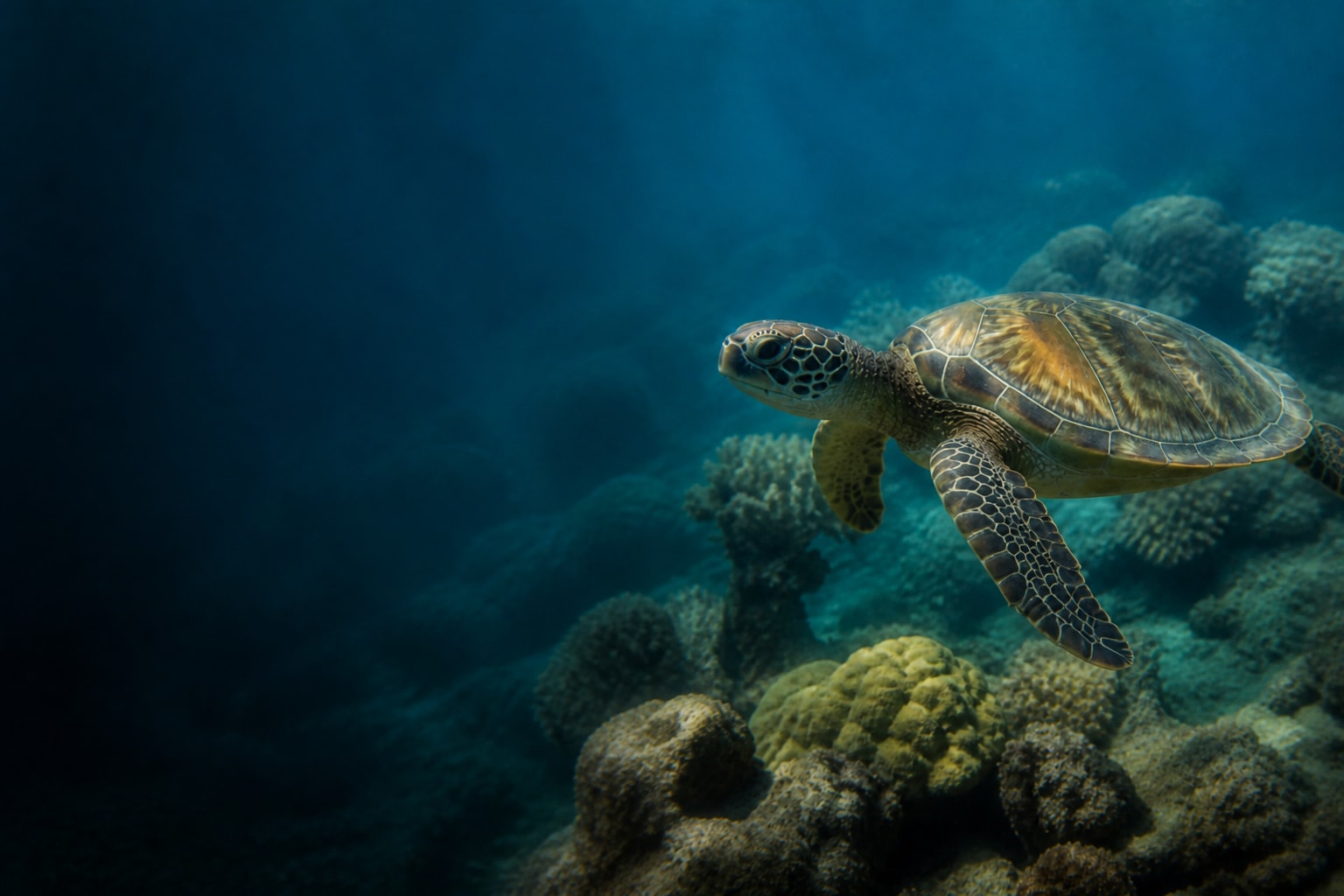 Sea Turtle (Chelonia mydas) in the wild — Catch'Um species field guide